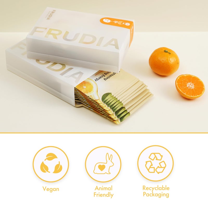FRUDIA Citrus Clarifying Mask (10 Pack), Vitamin C Korean Face Mask with 46% Mandarin Peel Extract, Vegan Vitamin C & Mela-Zero for Brightening & Dark Spot Treatment - Image 5